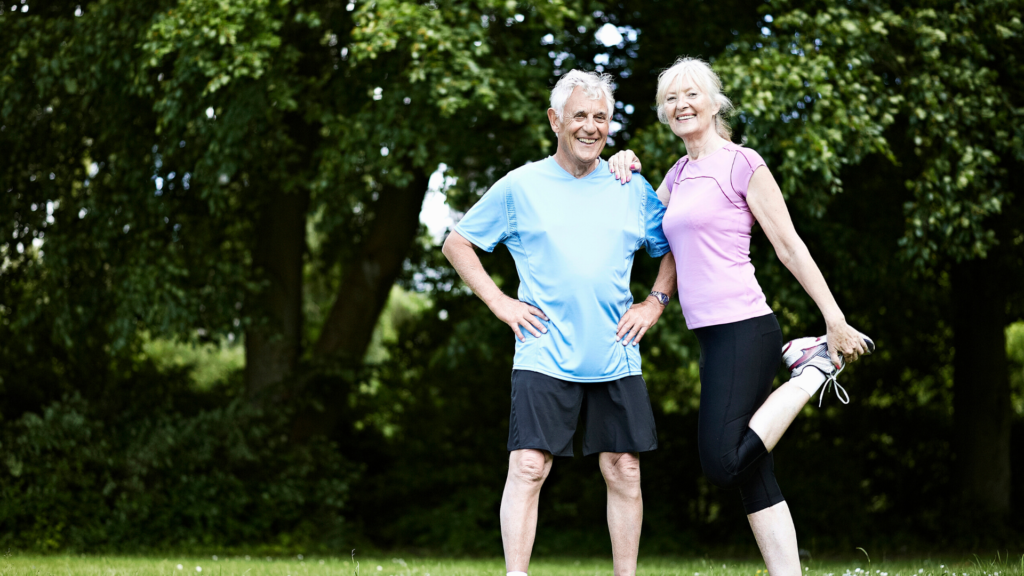 Retired couple working out